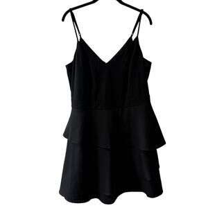 City Chic Dress Ruffle About 3 Tiered Spaghetti Strap Dress Black Small Plus